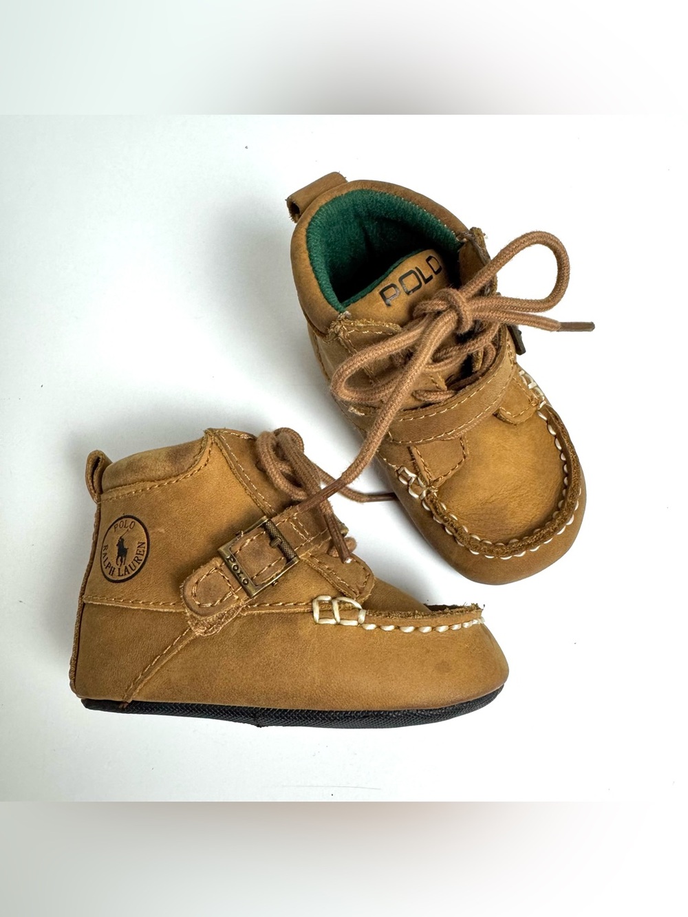 Polo Ralph Lauren Ranger Hi baby boots Crib Shoes brown cashew nubuck leather 3